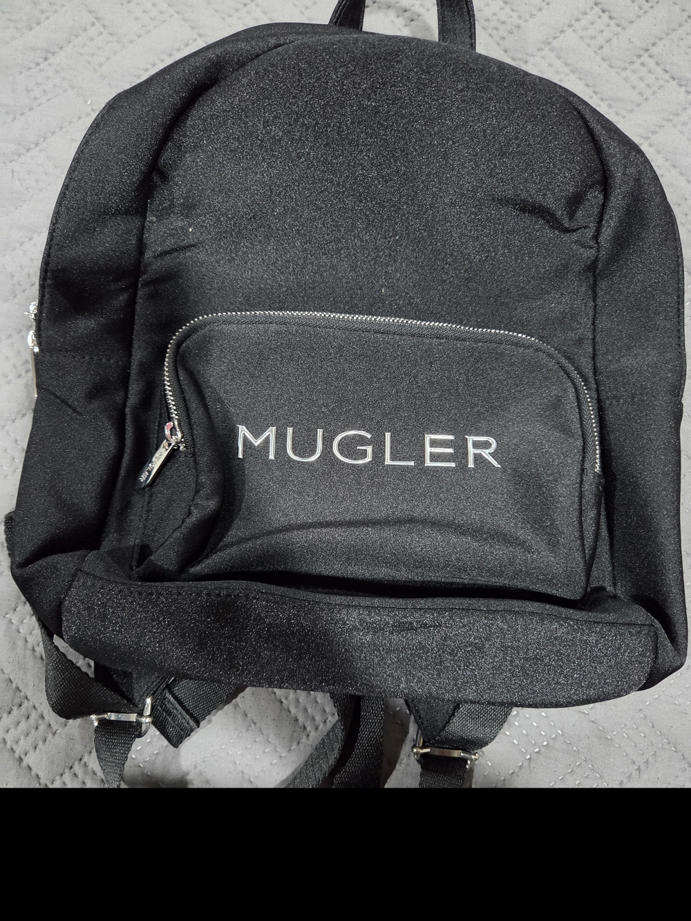 Mugler Black Logo Front Pocket Backpack